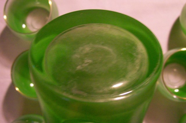 West Virginia Specialty Glass Green Blendo Beverage Set 1950s