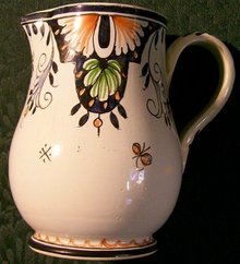 French Faience Ceramic Pitcher: