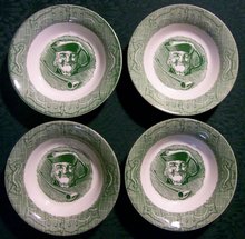 Royal Old Curiosity Shop Ceramic Bowl Set of 4 Green Pictorial