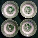 Royal Old Curiosity Shop Ceramic Bowl Set of 4 Green Pictorial