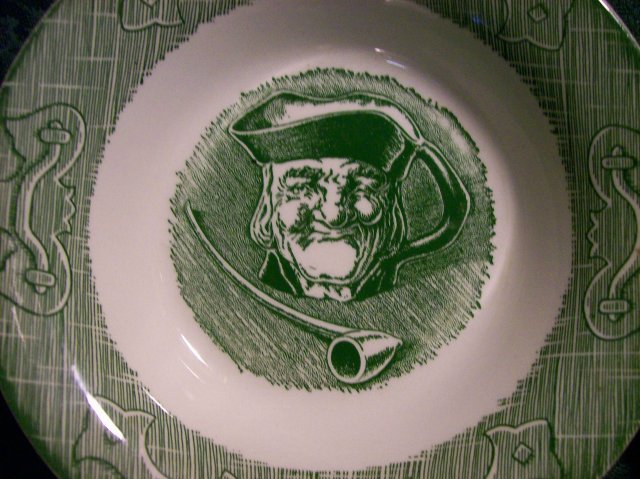 Royal Old Curiosity Shop Ceramic Bowl Set of 4 Green Pictorial