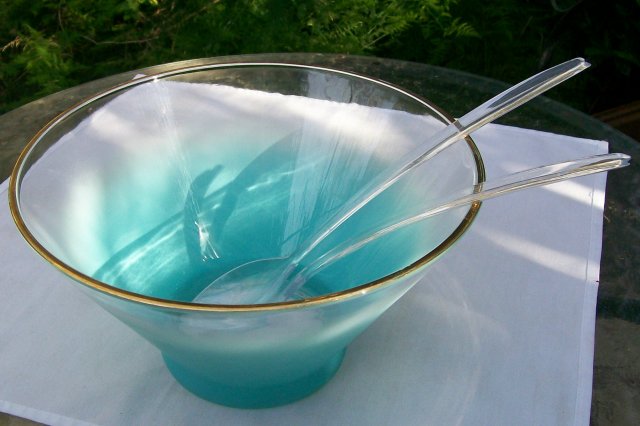 Libbey Frosted Glass Salad Set: Turquoise