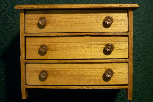 Antique Child's Toy Pressed Oak Dresser/Chest Ca. 1900