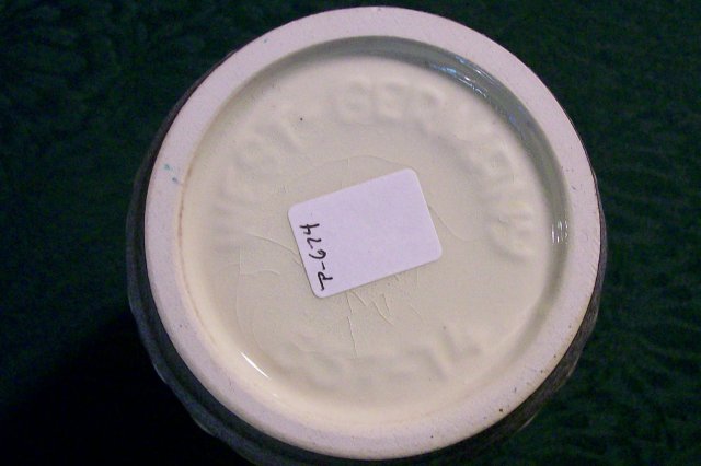 West German Ceramic Vase #557-14 Green/Yel/Or Blocks