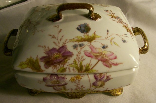 Gutherz Limoges Porcelain Covered Bowl w/Lid 1880s-90s 8