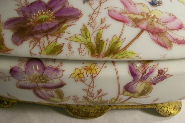 Gutherz Limoges Porcelain Covered Bowl w/Lid 1880s-90s 8