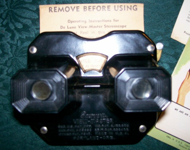 1940s Sawyer Deluxe Viewmaster Viewer in Box w/Extras Black Bakelite