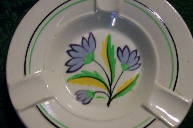 Spode-Copeland Ceramic Ashtray Pair: 1930's Art Deco Flowers