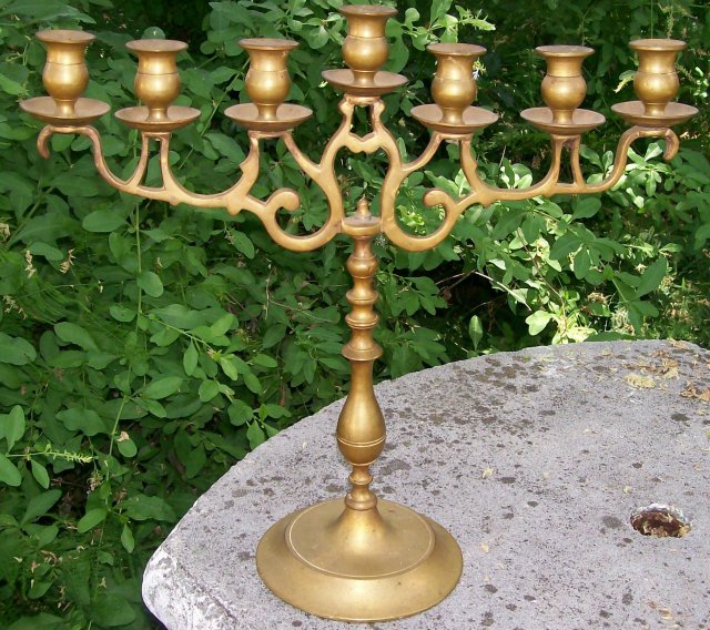 Antique Brass Candelabra/Candleholder: 7 Light