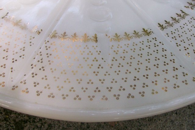 Hocking Glass Pedestal Cake Stand #W-100 Ivory with Gold