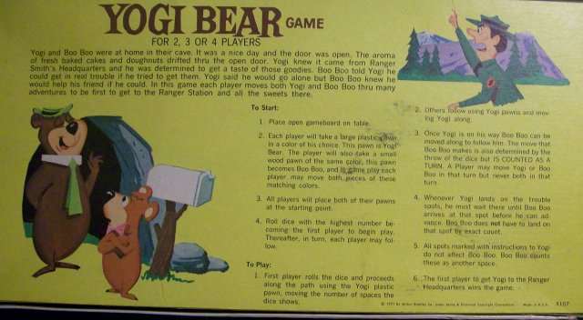 Milton Bradley Yogi Bear Board Game 1971 Complete
