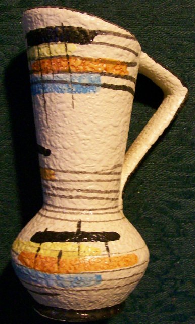 Bay West German Ewer: 1950's Multi-Color Abstract Design