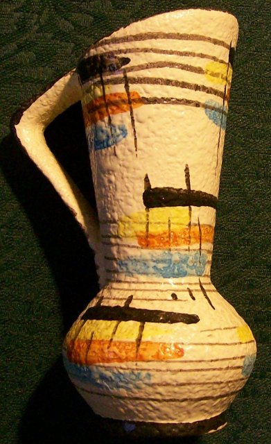 Bay West German Ewer: 1950's Multi-Color Abstract Design