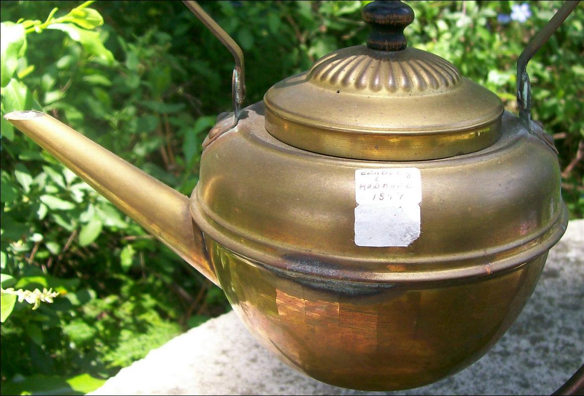 Bradley & Hubbard Brass Teapot with Iron Stand 1890's
