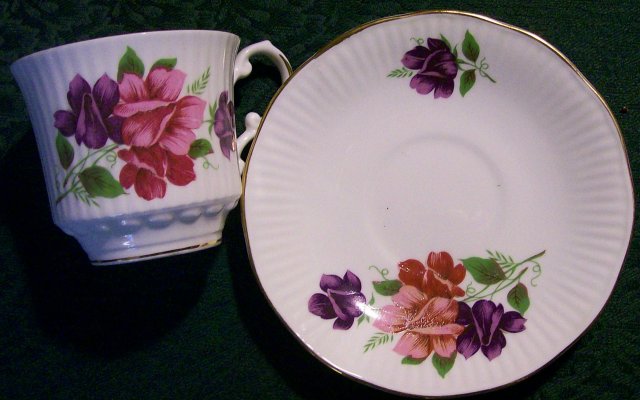 Royal Dover Bone China Cup & Saucer: April Sweet Pea