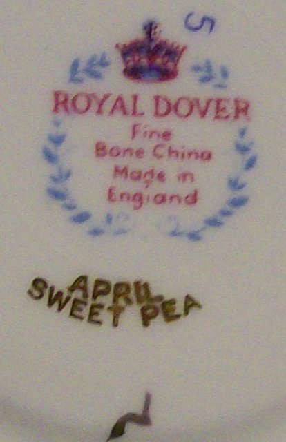 Royal Dover Bone China Cup & Saucer: April Sweet Pea