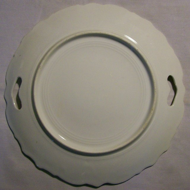Antique Cake Plate with Lily-of-the-valley/Violet: Cut-out Handles