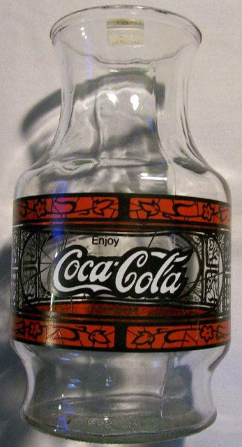 Coca-Cola/Godfather's Pizza Advertising Stained-Glass Carafe