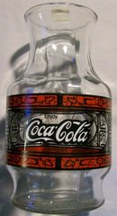 Coca-Cola/Godfather's Pizza Advertising Stained-Glass Carafe