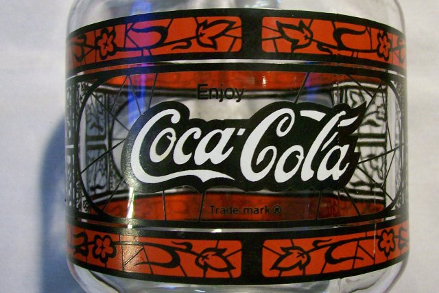 Coca-Cola/Godfather's Pizza Advertising Stained-Glass Carafe