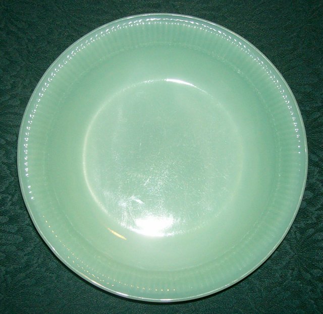 Hocking Fire-King Jade-ite Green Jane Ray Glass Soup Bowl