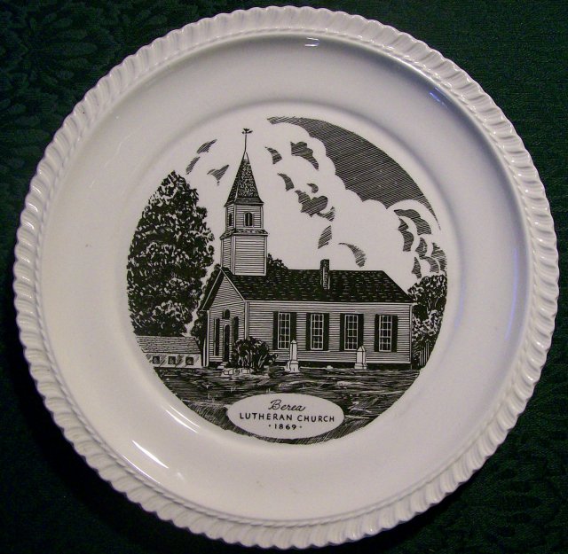 Berea Lutheran Church Pennsylvania Ceramic Plate Harker Pottery 1940s-50s