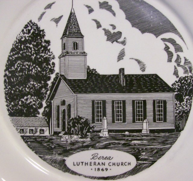 Berea Lutheran Church Pennsylvania Ceramic Plate Harker Pottery 1940s-50s