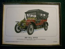 Framed Antique Auto Limited Edition Print: 1907 Rover