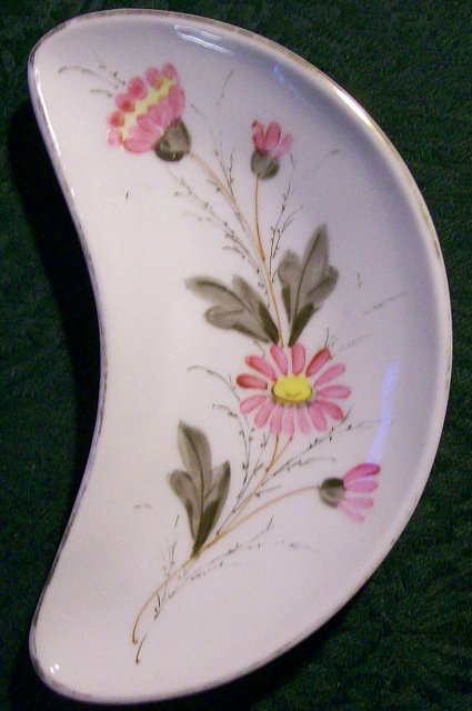 1800's Bone Dish: Hand-painted Flowers