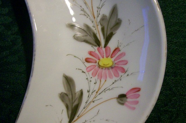 1800's Bone Dish: Hand-painted Flowers