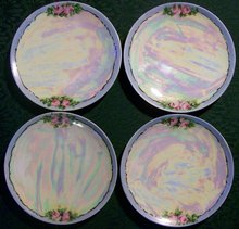 Bavarian Plate Set: Hand-Painted Roses & Luster