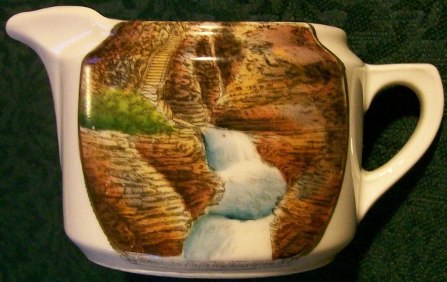 Minnehaha Falls Souvenir Ceramic Creamer Watkins Glen NY 2 3/8