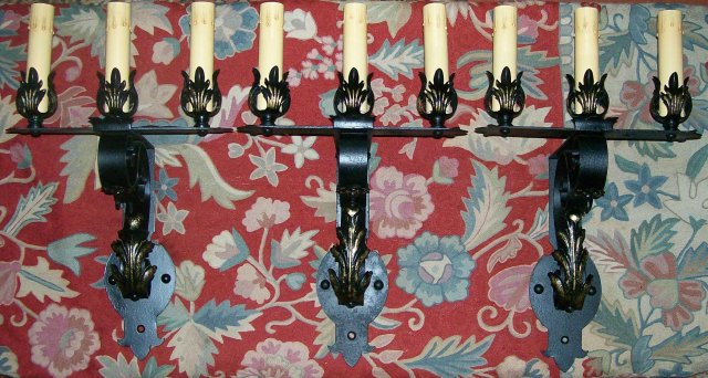 Wrought Iron Sconce Set of 3: Early 1900's