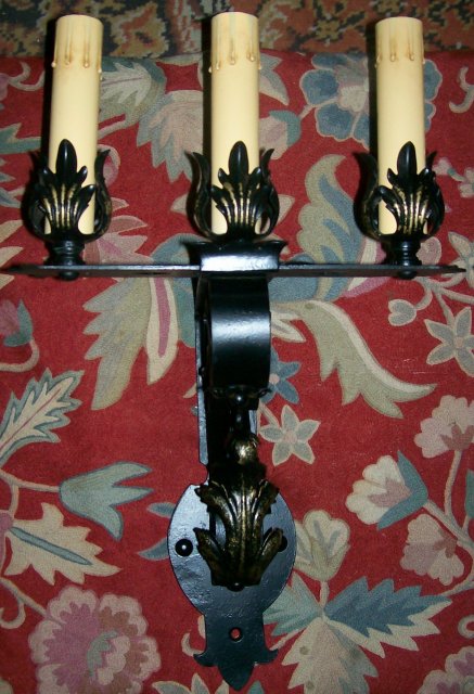 Wrought Iron Sconce Set of 3: Early 1900's