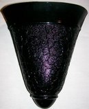 Black Amethyst Glass Wall Pocket Pair 1920's Crackle Finish 5 7/8