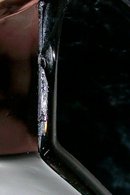 Black Amethyst Glass Wall Pocket Pair 1920's Crackle Finish 5 7/8