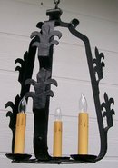 Hand Wrought Iron Chandelier with Fleur-de-lis Decoration
