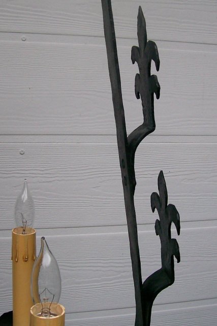 Hand-Wrought Iron Chandelier with Fleur-de-lis Decoration Early 1900s Rewired