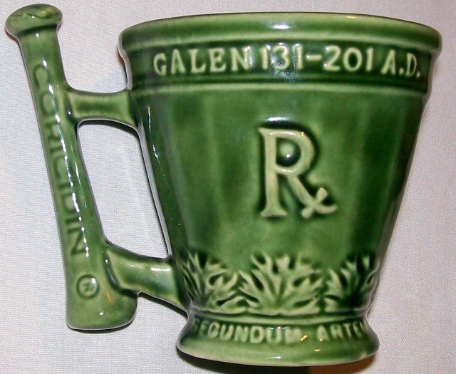 McCoy Pottery Schering Coricidin Pharmacy Advertising Mug Green 1960s-70s 4