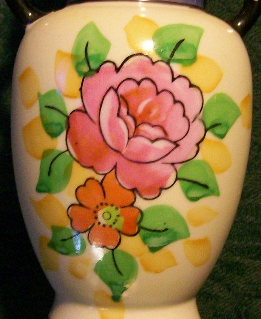 Japanese Hand-Painted Vase with Blue Luster