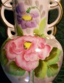 Occupied Japan Hand-Painted Vase with Cutwork Rim