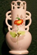 Occupied Japan Hand-Painted Vase with Cutwork Rim