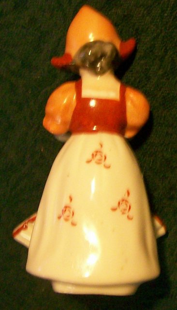 Occupied Japan Dutch Girl with Open Basket Ceramic Figurine 4.5