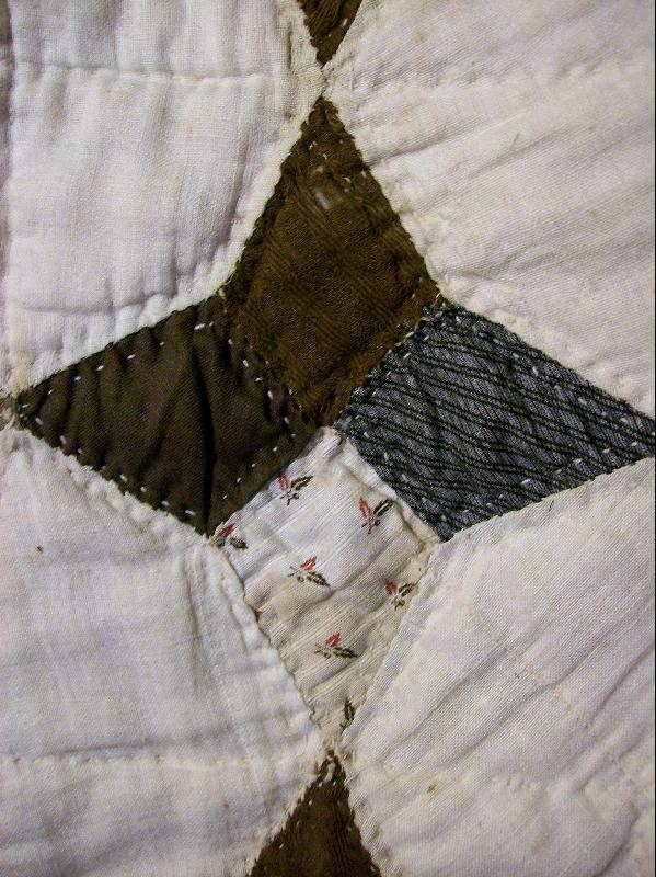 Primitive Handsewn Quilt Late 1800's 4-Point Star Cotton/Wool 64 X 84