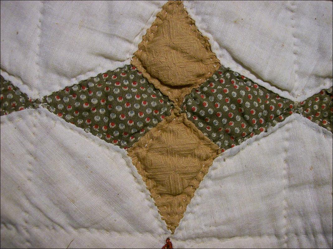 Primitive Handsewn Quilt Late 1800's 4-Point Star Cotton/Wool 64 X 84
