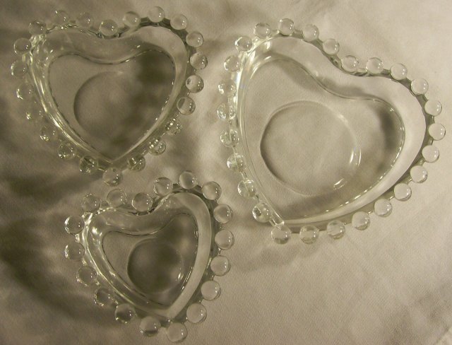 Imperial Candlewick Heart Dish Set of 3
