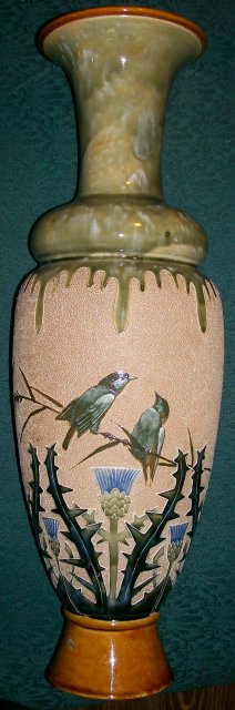 Doulton Lambeth Oversized Ceramic Vase Florence Barlow Birds & Thistles 20 3/8