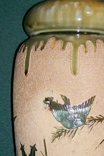 Doulton Lambeth Oversized Ceramic Vase Florence Barlow Birds & Thistles 20 3/8