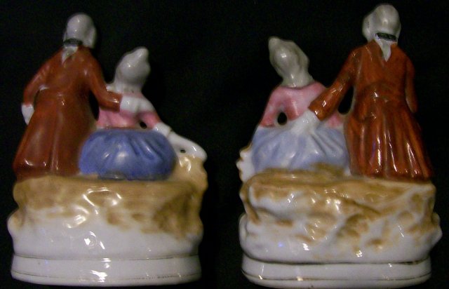 Occupied Japan Ceramic Figurine Matched Pair Colonial Couples 4 5/8