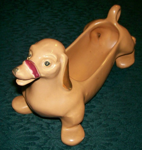 Weller Pottery Figural Dachshund Dog Planter 1930's-40's Brown Marked